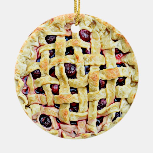 Ornamento De Cerâmica Yummy Cherry Pie Comida Natal (Frente)