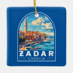 Ornamento De Cerâmica Zadar Croácia Viagem Art Emblem<br><div class="desc">Zadar retro vetor viagem design. Zadar,  uma cidade na costa Dalmaciana da Croácia,  é conhecida pelas ruínas romana e veneziana da sua antiga cidade peninsular.</div>