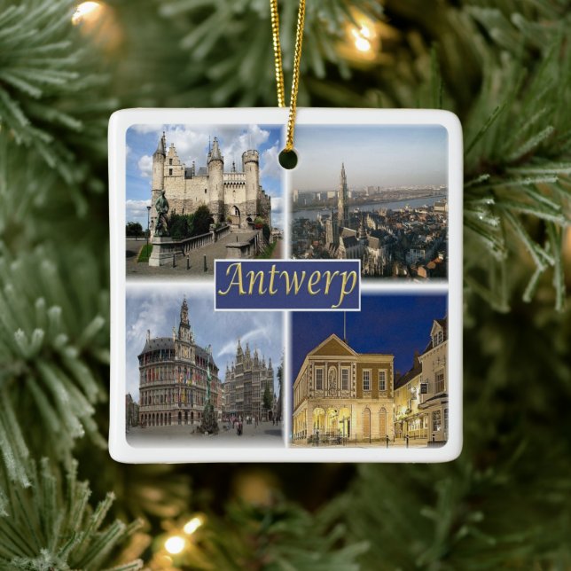 Ornamento De Cerâmica zBE008 ANTWERP Bélgica, (Árvore)