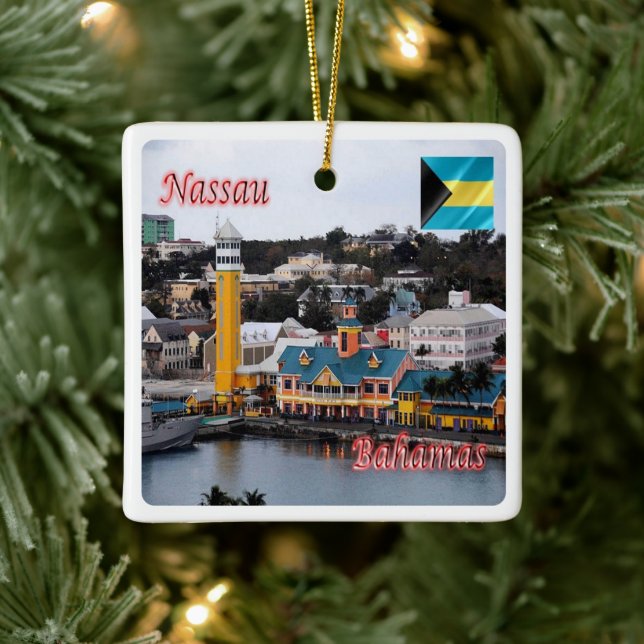 Ornamento De Cerâmica zBS009 NASSAU,Terminal de navios de cruzeiro, Baam (Árvore)