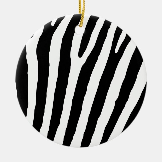 Ornamento De Cerâmica Zebra Animal Imprime Preto e Branco Natal (Frente)