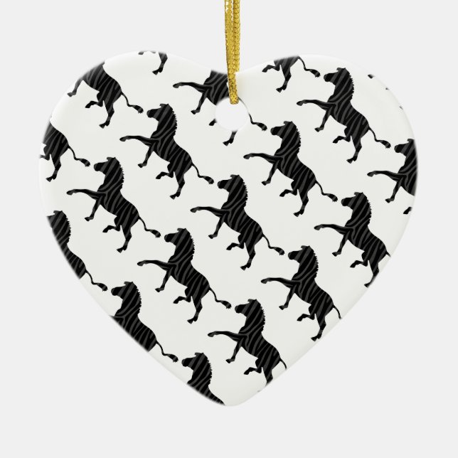 Ornamento De Cerâmica Zebra Black e Cinza Silhouter (Frente)