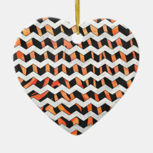 Ornamento De Cerâmica Zebra Black e Orange Impressão