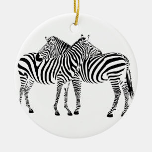 Ornamento De Cerâmica Zebra Love