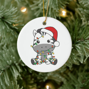 Ornamento De Cerâmica Zebra Natal Animais de inverno Férias Zebras