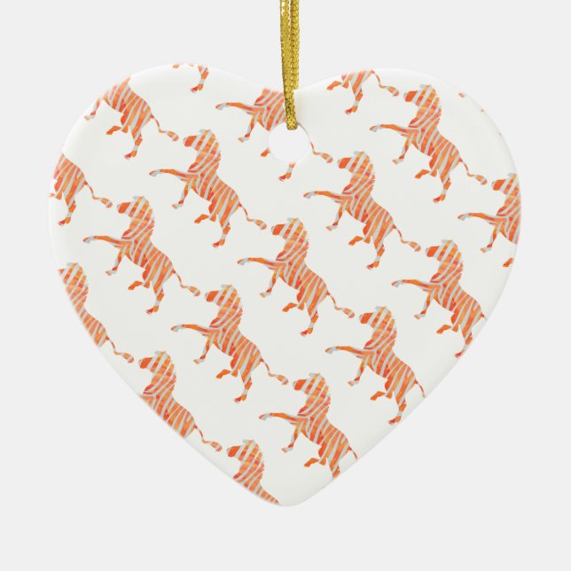 Ornamento De Cerâmica Zebra Orange e White Silhouette (Frente)