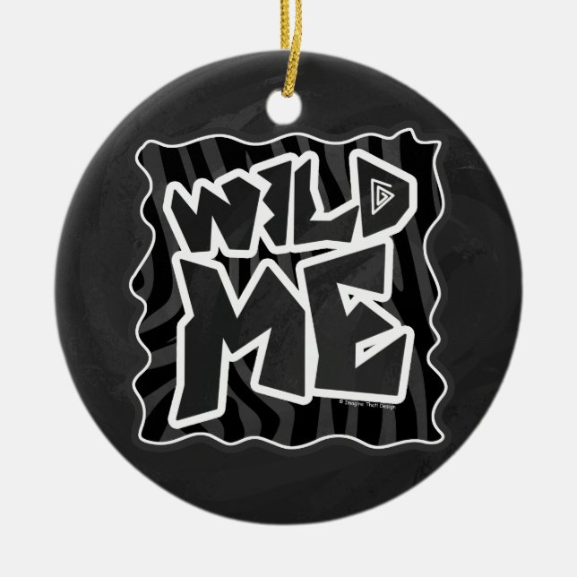 Ornamento De Cerâmica Zebra Selvagem preto e cinza (Frente)