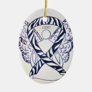Ornamento De Cerâmica Zebra Stripe Sensibilização Fita Órnajo Oval