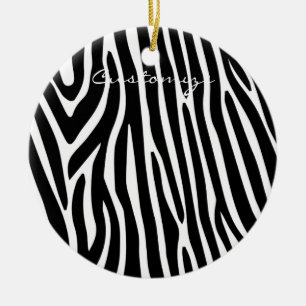 Ornamento De Cerâmica Zebra Stripes Padrão Thunder_Cove