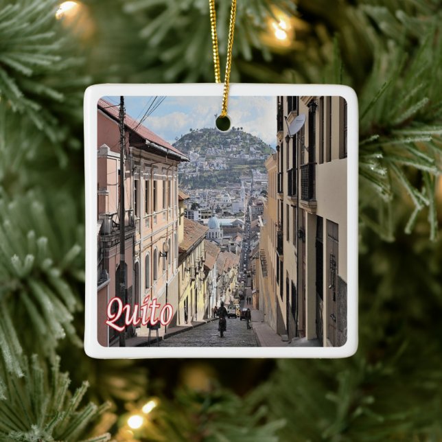 Ornamento De Cerâmica zEC009 QUITO, Cidade Antiga, América, (Árvore)