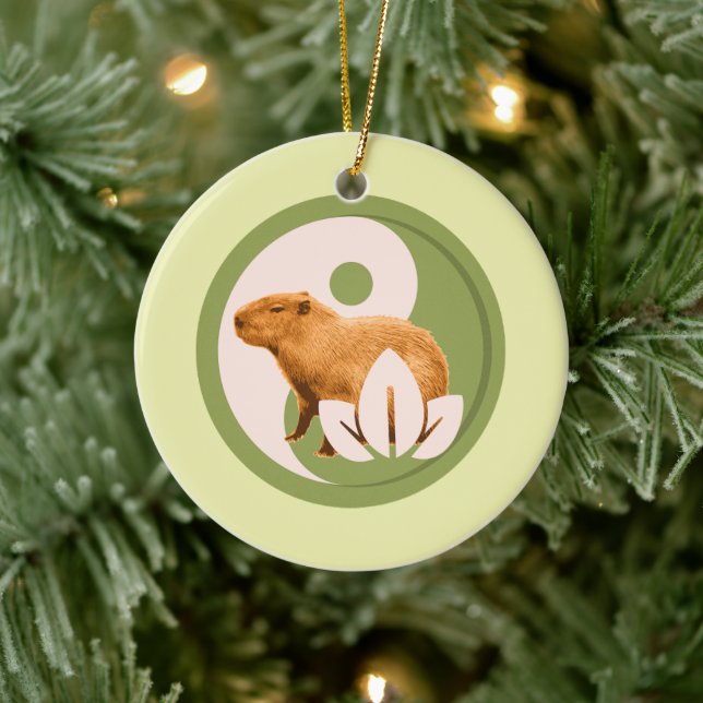 Ornamento De Cerâmica Zen Capivara Yin Yang Natureza Pacífica (Árvore)