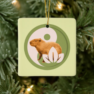 Ornamento De Cerâmica Zen Capybara Yin Yang