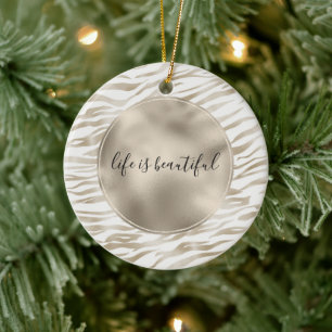 Ornamento De Cerâmica Zen Cream White Ccoa Castanho Zebra