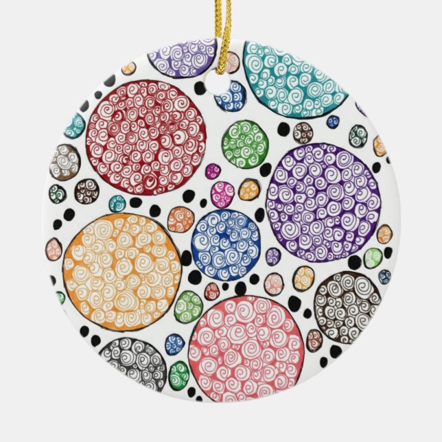 Ornamento De Cerâmica Zentangle circles pattern (Frente)