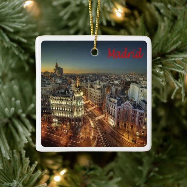 Ornamento De Cerâmica zES118 MADRID City, Espanha, Europa, (Árvore)