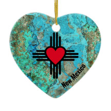 Zia Heart Add Name New Mexico Christmas Tree Gift