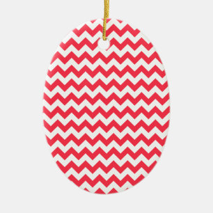 Ornamento De Cerâmica Ziguezague de Chevron do vermelho de cereja