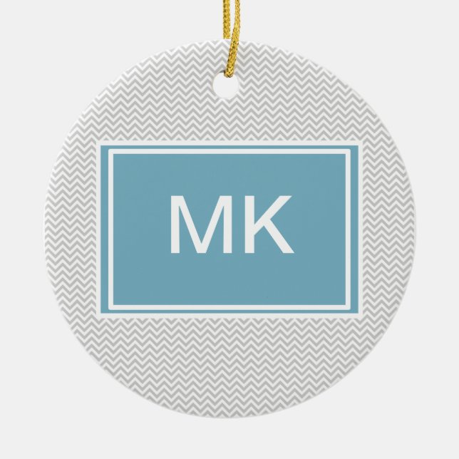 Ornamento De Cerâmica ZigZag de Cinzas simples (Frente)