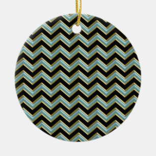 Ornamento De Cerâmica ZigZag preto-e-Dourado