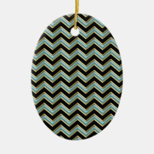 Ornamento De Cerâmica ZigZag preto-e-Dourado