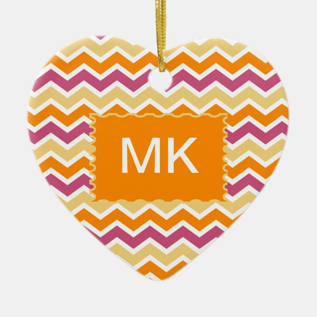 Ornamento De Cerâmica ZigZag tribal vibrante (Frente)