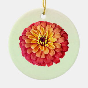 Ornamento De Cerâmica Zinnia em tons de laranja