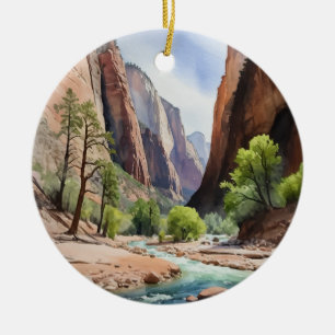 Ornamento De Cerâmica Zion National Park Watercolor