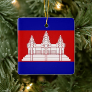Ornamento De Cerâmica zKH001 Cambodian FLAG Camboja,