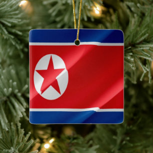 Ornamento De Cerâmica zKP002 Norte-Coreano acenando BANDEIRA Coreia do N