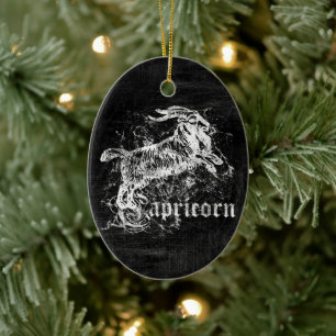 Ornamento De Cerâmica Zodiac Vintage Capricorn