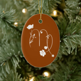 Ornamento De Cerâmica Zodiac Virgo, nascente flor na moda monograma