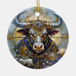 Ornamento De Cerâmica Zodíaco - Touro O Touro