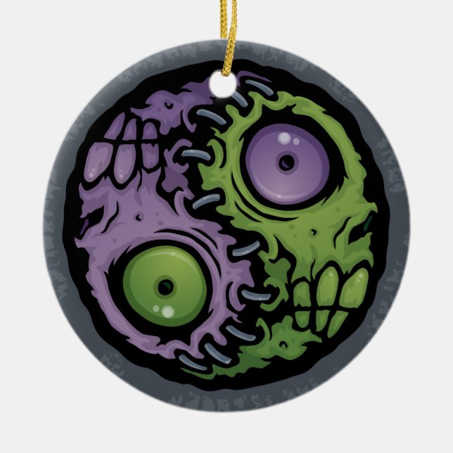 Ornamento De Cerâmica Zombi Yin-Yang (Frente)