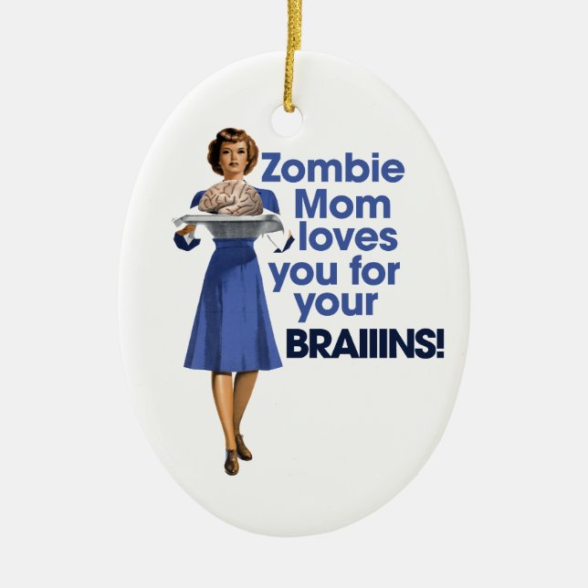 Ornamento De Cerâmica Zombie Mãe (Frente)