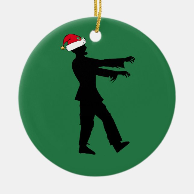 Ornamento De Cerâmica Zombie Papais noeis Engraçado Natal (Frente)