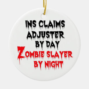 Ornamento De Cerâmica Zombie Slayer do Ajustador de Sinistros de Seguro