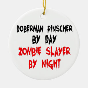 Ornamento De Cerâmica Zombie Slayer Doberman Pinscher