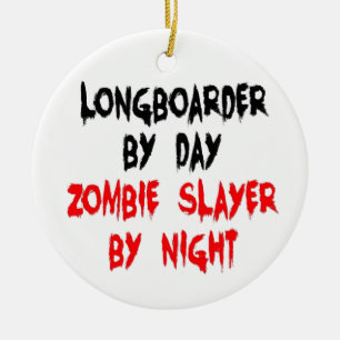 Ornamento De Cerâmica Zombie Slayer Longboarder