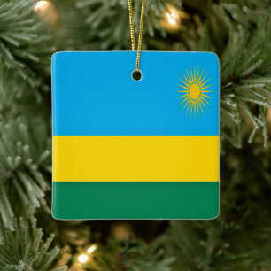 Ornamento De Cerâmica zRW001 RWANDA Flag, África,