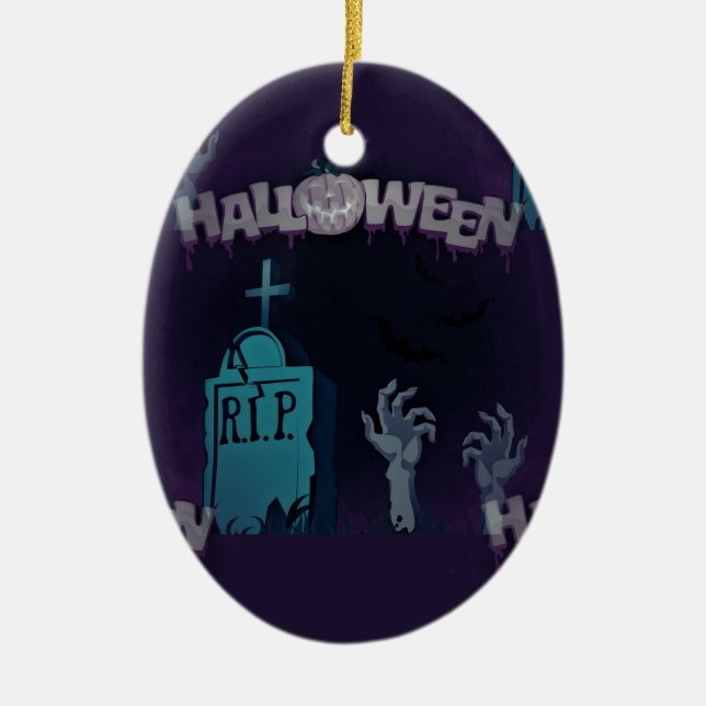 Ornamento De Cerâmica zumbi de halloween (Frente)