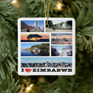 Ornamento De Cerâmica ZZW019 ZIMBABWE I Love, Mosaico, África,