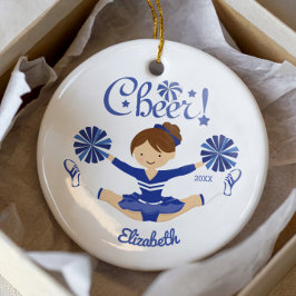Ornamento de Cheerleader Brunette Cheer Azul-Cinto