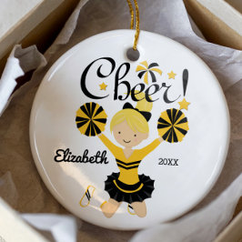Ornamento de Cheerleader Louro Preto e Dourado