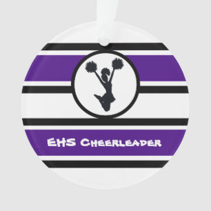 Ornamento de Cheerleader Roxo e Preto Personalizad