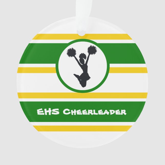 Ornamento de Cheerleaderes Dourado e Verde persona (Frente)