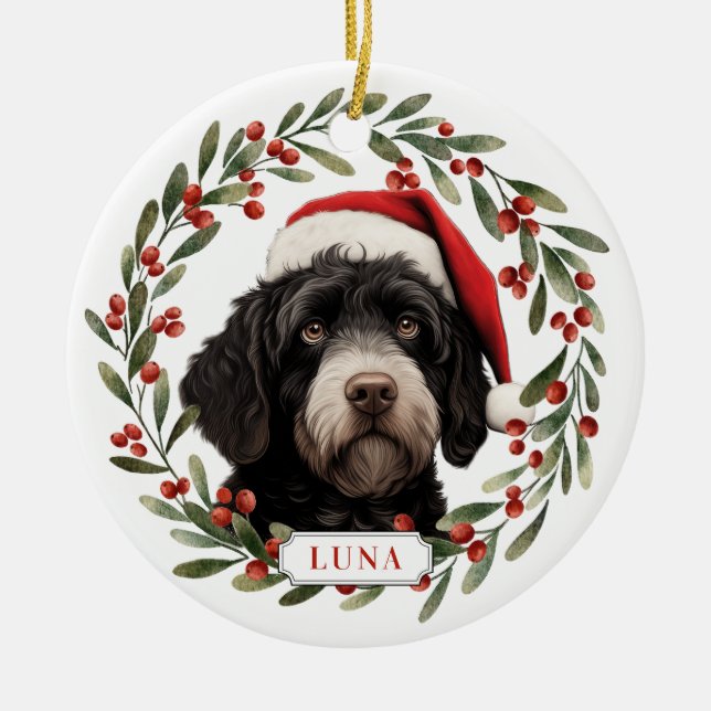 Ornamento de Círculo de Cerâmica de Cão de Água Po (Frente)