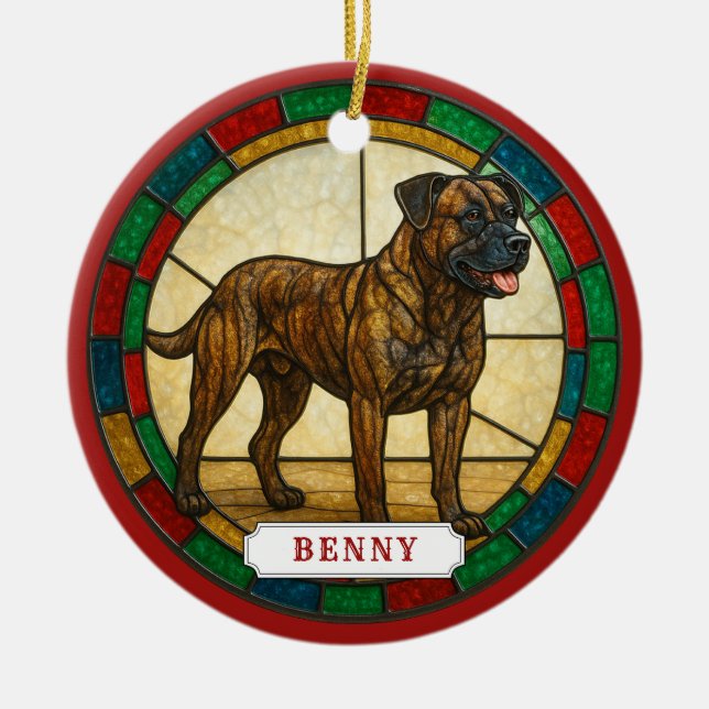 Ornamento de Círculo de Cerâmica do Cão de Gado do (Frente)