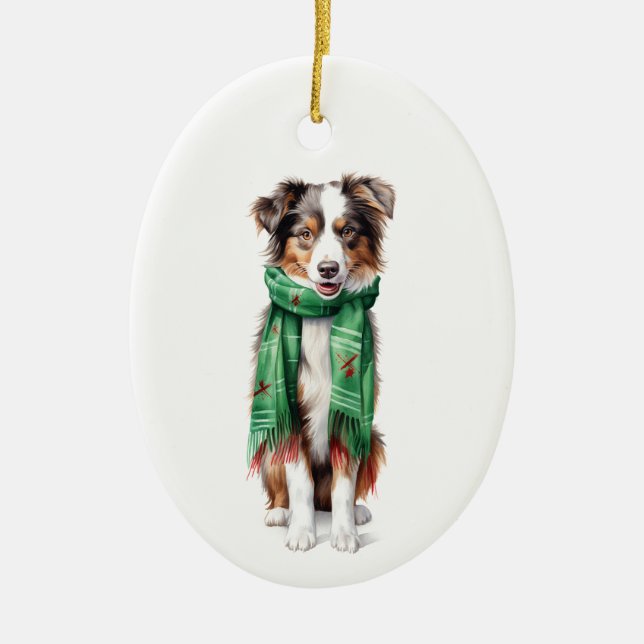 Ornamento de Collie da Fronteira de Natal - Pet de (Frente)