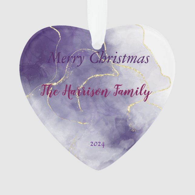 Ornamento de Coração Acrilato de Marble de Água (Frente)