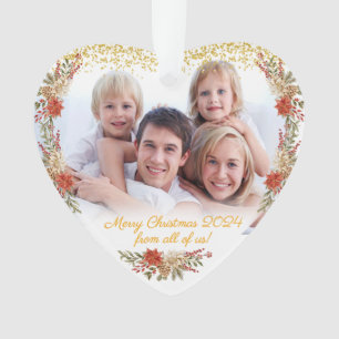 Ornamento de Coração Fotográfico da Família Feliz 